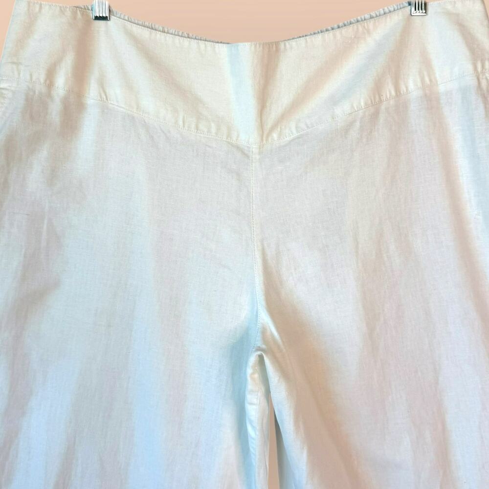 Cato C EST 1946 Linen Blend Wide Leg Pullon Pants Lounge Womens 26/28W White - Picture 4 of 13
